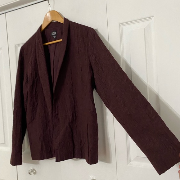 EILEEN FISHER | 100% Silk Crinkled Open Jacket Blazer M - Picture 9 of 9